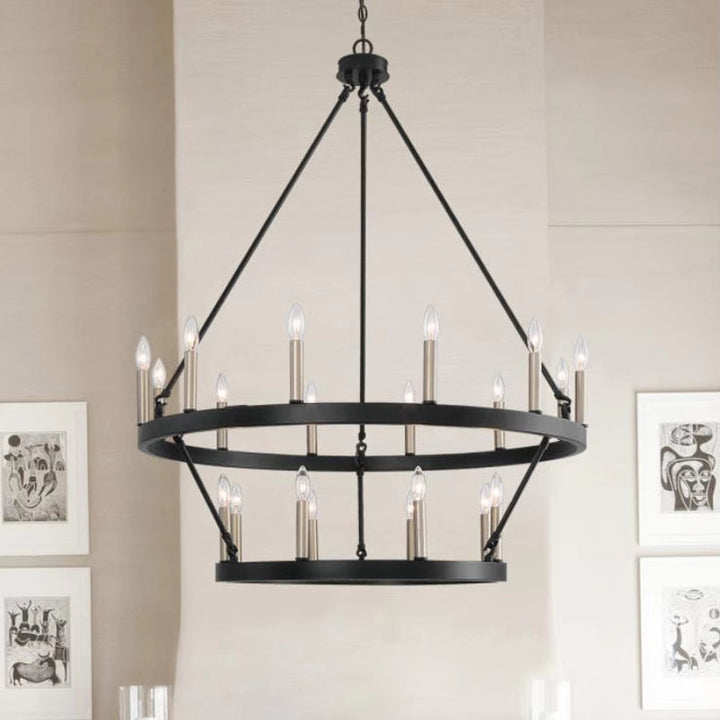 Silva Lampadario LED Moderno Industriale in Metallo Nero per Soggiorno