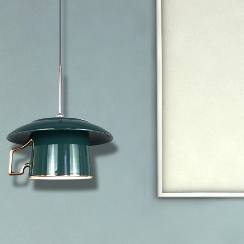Valentina Quadrato Maniglia Tazza Ceramica LED Lampade a Sospensione Soggiorno