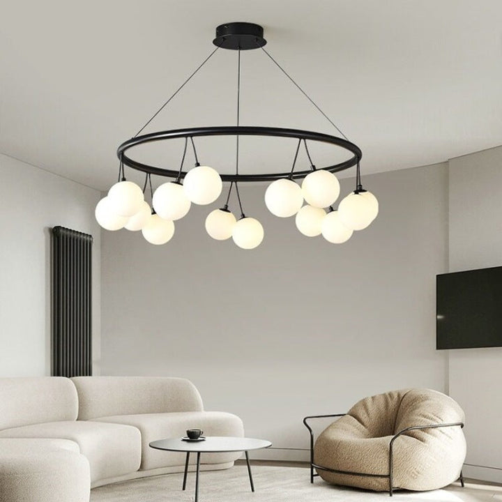 Valentina Nordico Metallo/Vetro Lux Lampadario Nero Camera da letto/Soggiorno