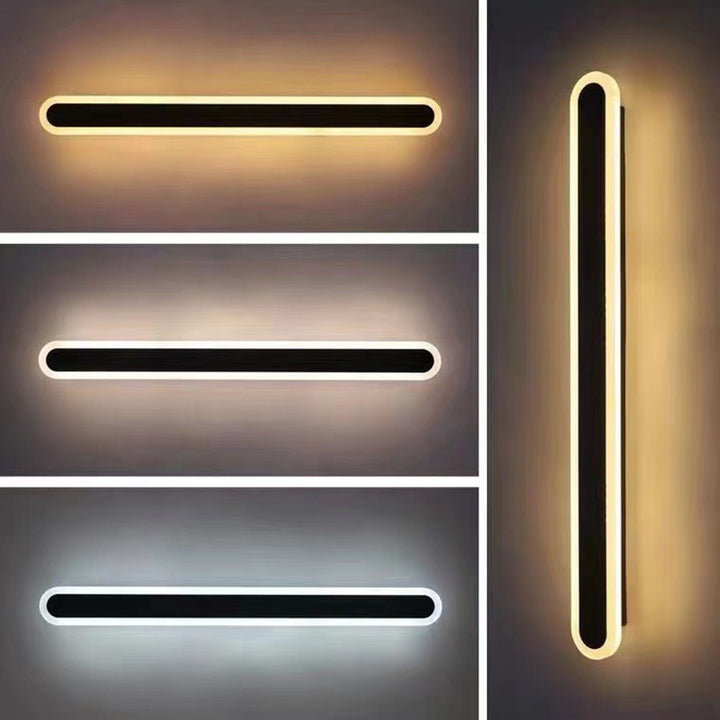 Ray Minimalista Applique da Esterni Metallo Nera Ovale Lineare