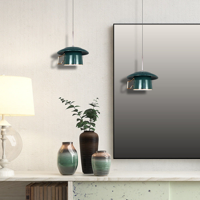Valentina Quadrato Maniglia Tazza Ceramica LED Lampade a Sospensione Soggiorno