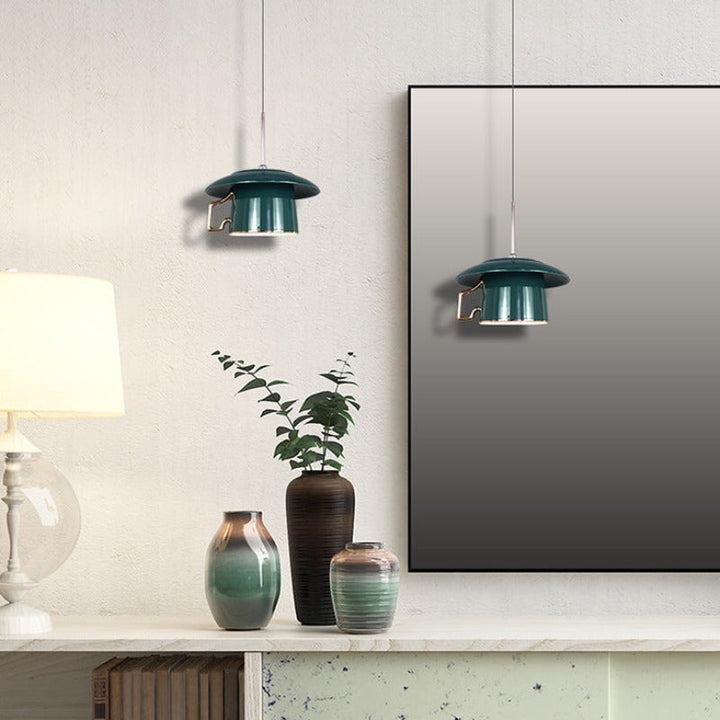 Valentina Quadrato Maniglia Tazza Ceramica LED Lampade a Sospensione Soggiorno