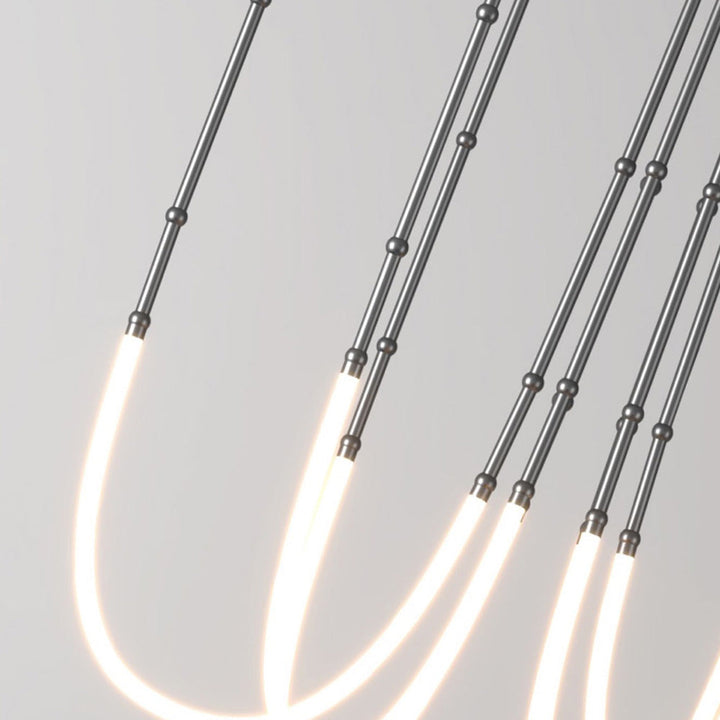 Arisha Lampade a Sospensione Metallo/Silicone Nero Lineare Soggiorno Moderne