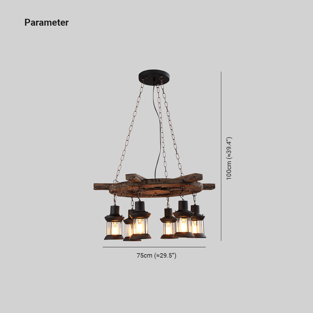 Epoch Retro Industriale LED Lampade a Sospensione Marrone Metallo Legno Soggiorno