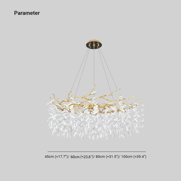 Kristy Design LED Lampada a Sospensione Artistico in Metallo/Cristallo Oro Soggiorno/Camera da Letto