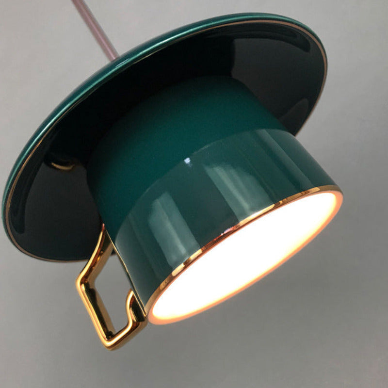 Valentina Quadrato Maniglia Tazza Ceramica LED Lampade a Sospensione Soggiorno