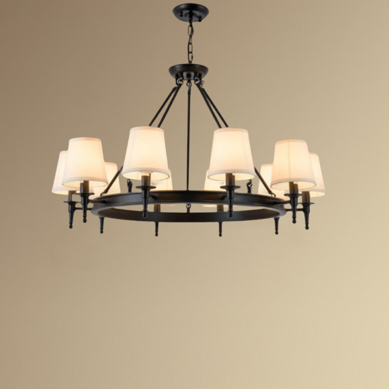 Silva Vintage Industriale LED Lampade a Sospensione Metallo Tessuto Nero/Marrone Sala da Pranzo