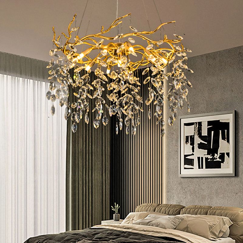 Kristy Design LED Lampada a Sospensione Artistico in Metallo/Cristallo Oro Soggiorno/Camera da Letto