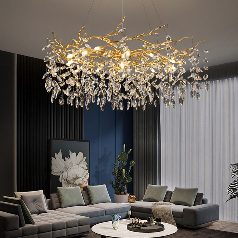 Kristy Design LED Lampada a Sospensione Artistico in Metallo/Cristallo Oro Soggiorno/Camera da Letto
