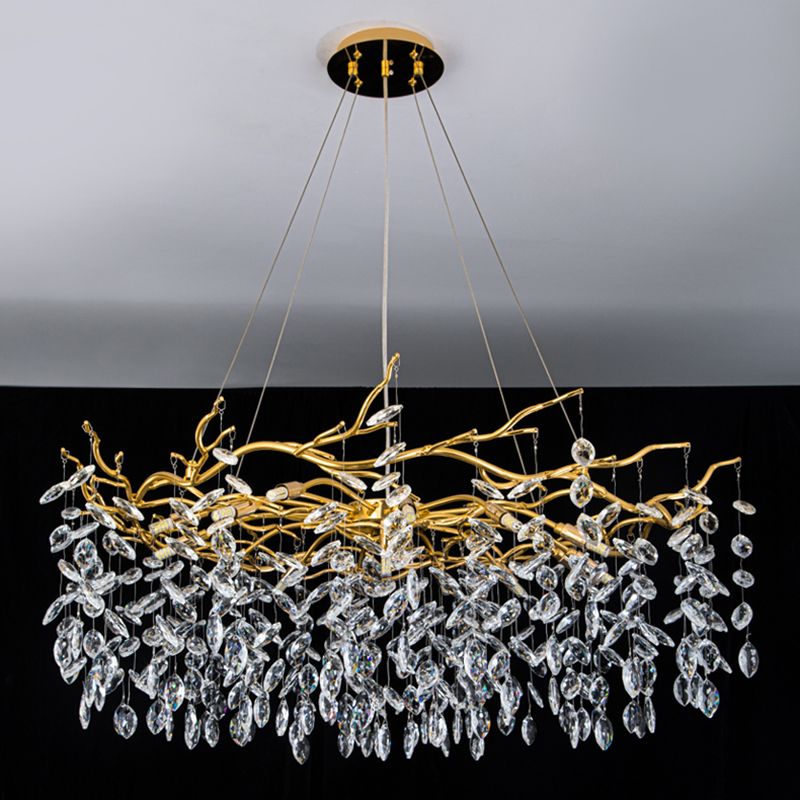 Kristy Design LED Lampada a Sospensione Artistico in Metallo/Cristallo Oro Soggiorno/Camera da Letto