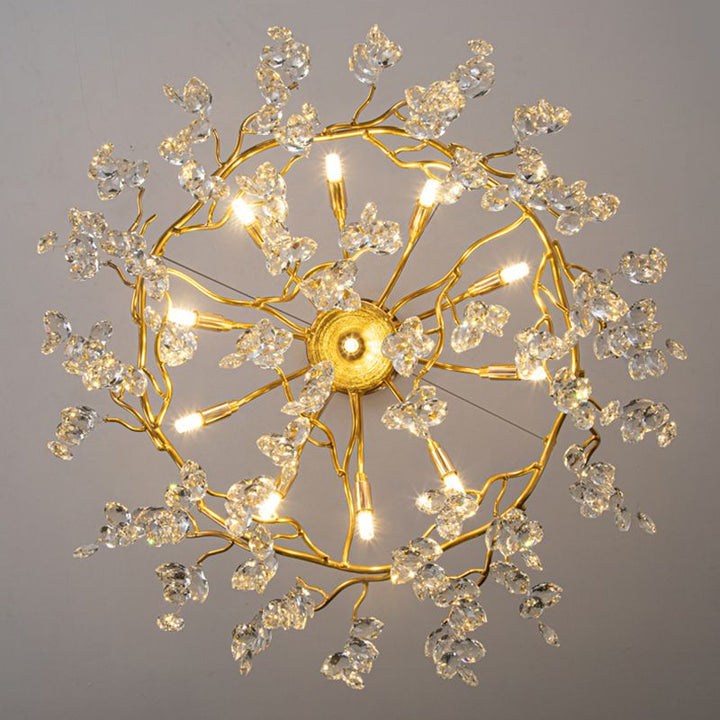 Kristy Design LED Lampada a Sospensione Artistico in Metallo/Cristallo Oro Soggiorno/Camera da Letto