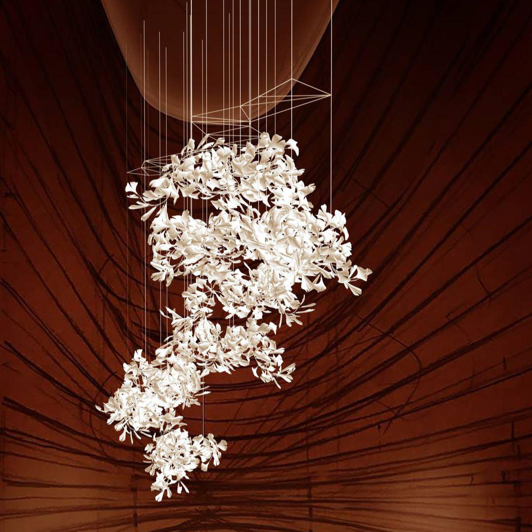 Olivia Design Bellissimo LED Lampade a Sospensione Irregolare Ginkgo Biloba Metallo Ceramico Soggiorno
