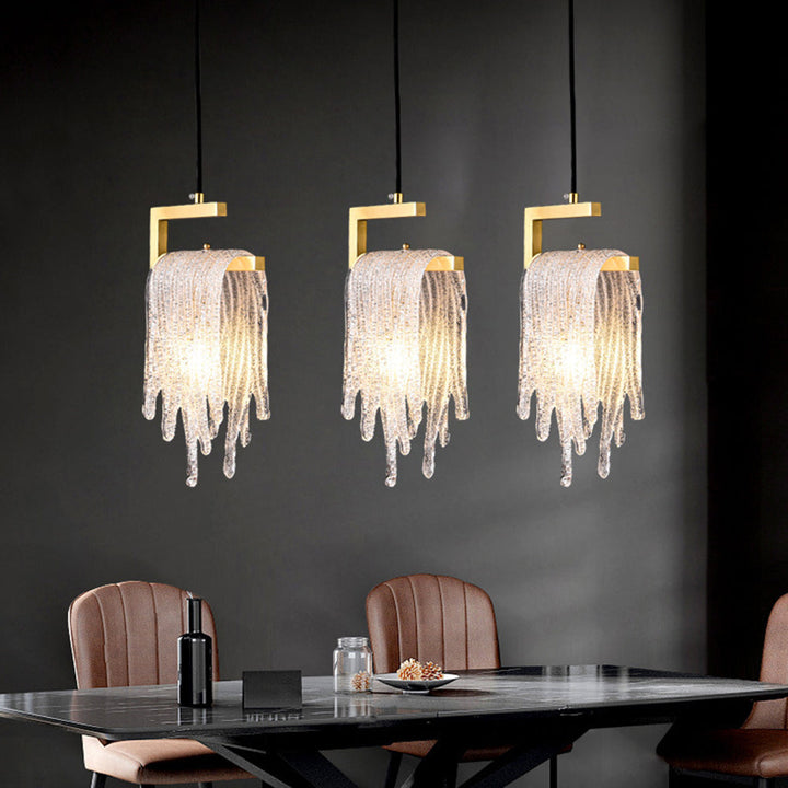 Kristy Lampade a Sospensione Cristallo/Ottone Oro Gelatina Moderna