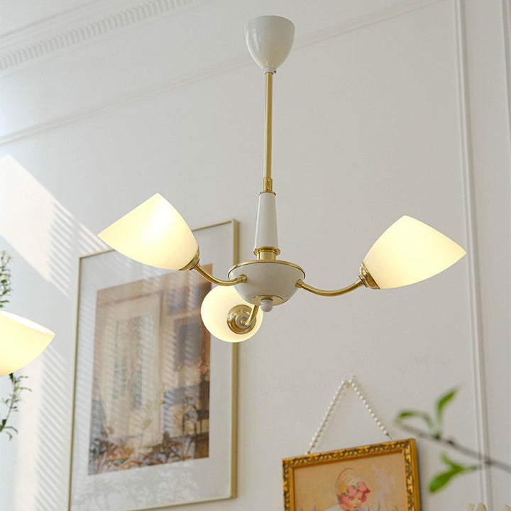 Arisha Medievale Semplice Lampadari Bianco Vetro Metallo Sala da Pranzo