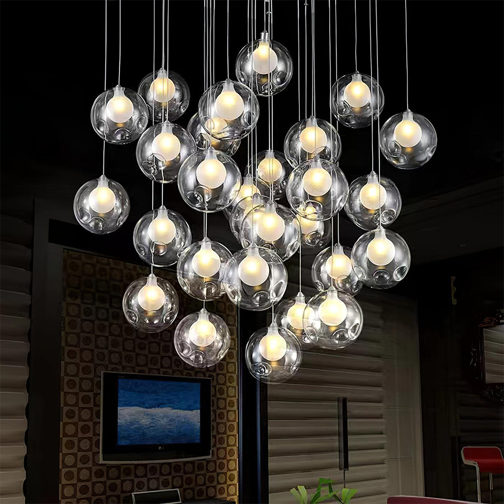 Arisha Multi-teste Globo Cluster Chandelier Vetro Sala da Pranzo Soggiorno