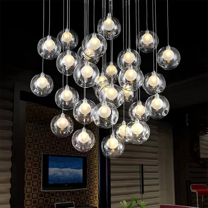 Arisha Multi-teste Globo Cluster Chandelier Vetro Sala da Pranzo Soggiorno