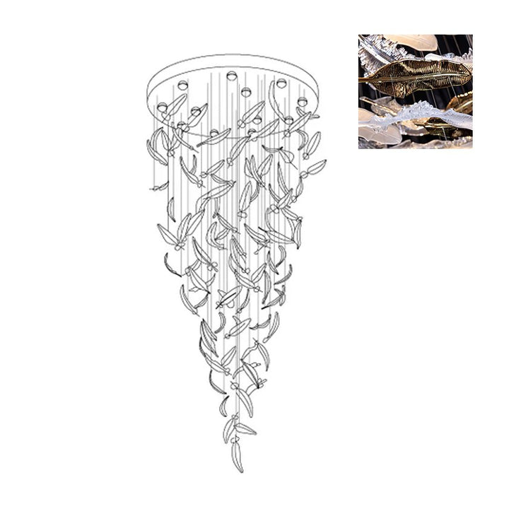 Aetherial lampadario in foglia di vetro