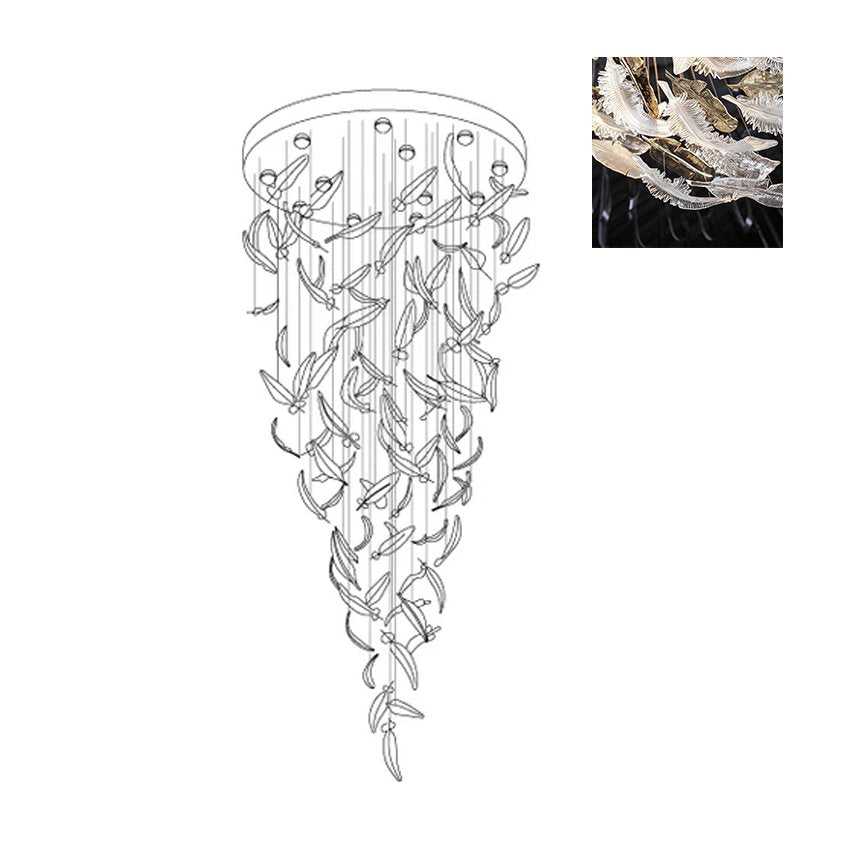 Aetherial lampadario in foglia di vetro