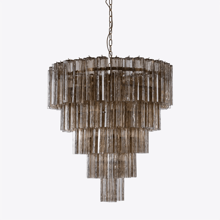 Celinian lampadario Cinque Livelli Tubi vetro a Coste grande di metà secolo