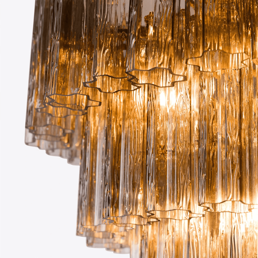 Celinian lampadario Cinque Livelli Tubi vetro a Coste grande di metà secolo