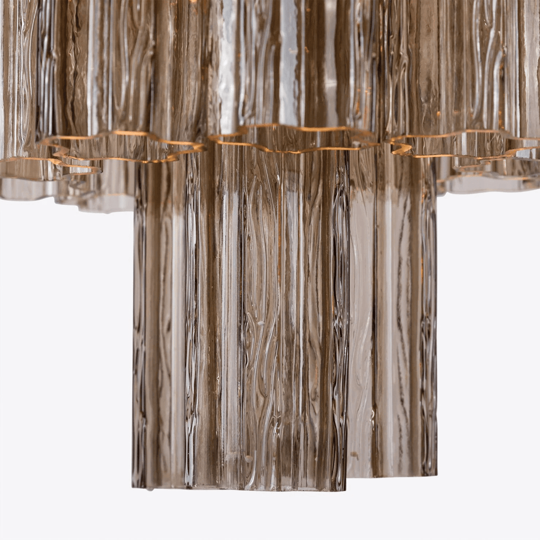 Celinian lampadario Cinque Livelli Tubi vetro a Coste grande di metà secolo