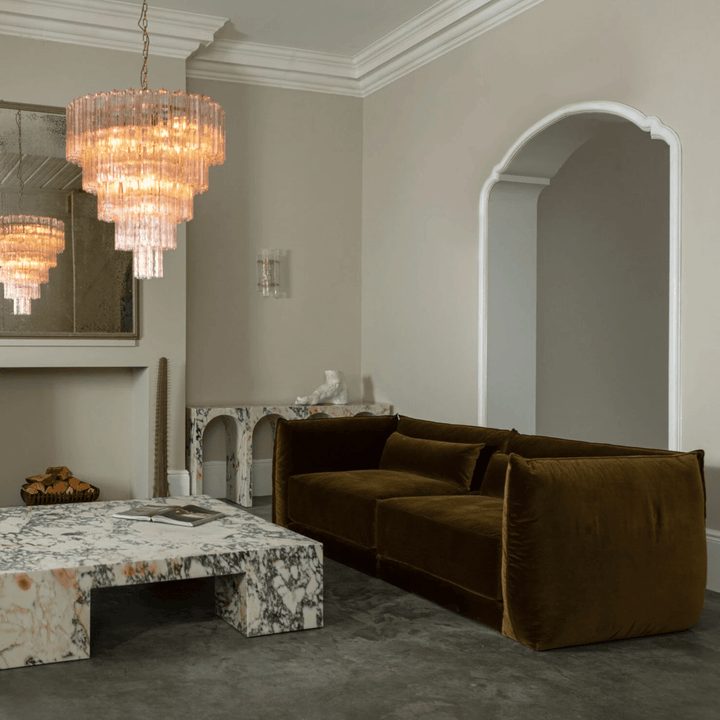 Celinian lampadario Cinque Livelli Tubi vetro a Coste grande di metà secolo