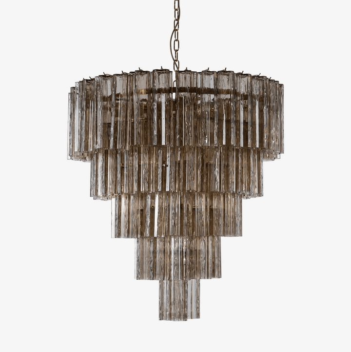 Celinian lampadario Cinque Livelli Tubi vetro a Coste grande di metà secolo