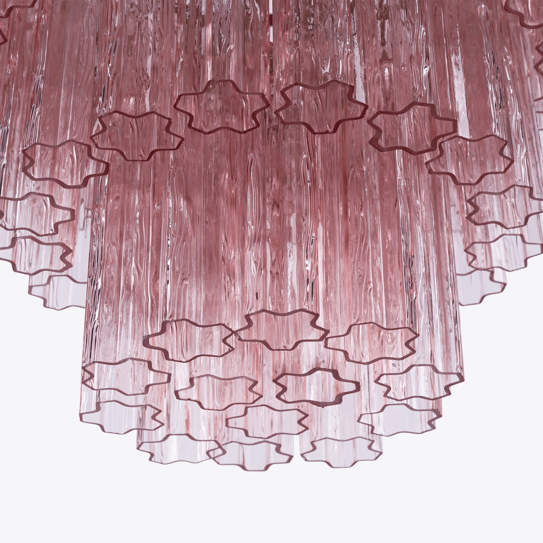 Eiraora lampadario vetro a Prisma Rosa Livelli elegante