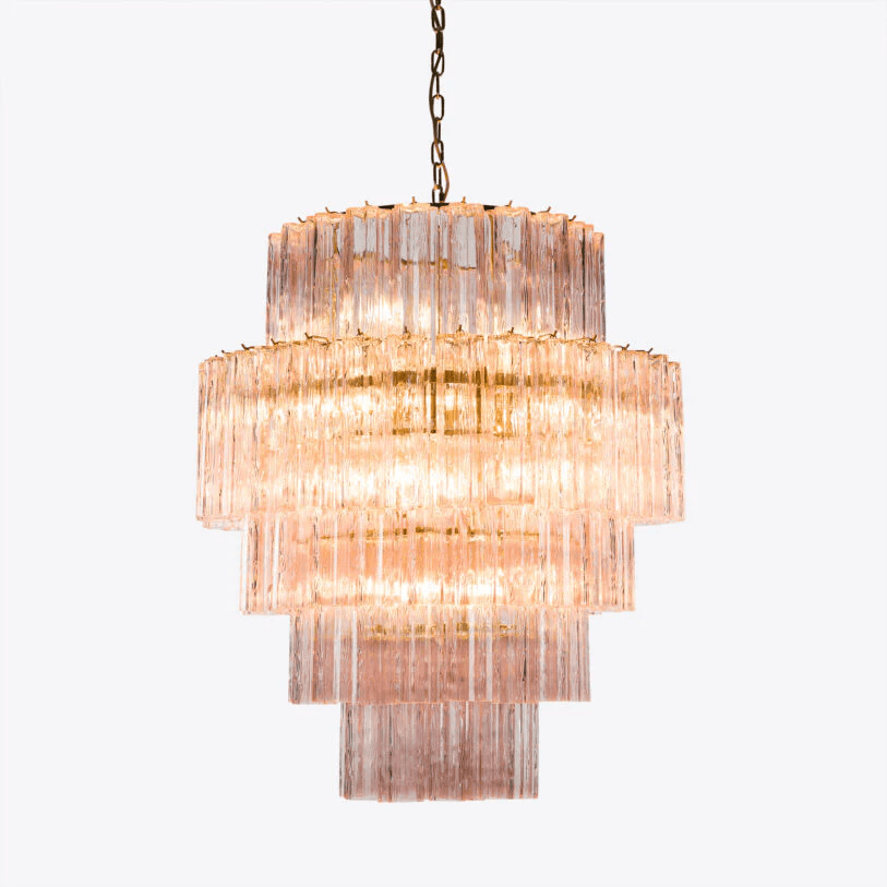 Eiraora lampadario vetro a Prisma Rosa Livelli elegante