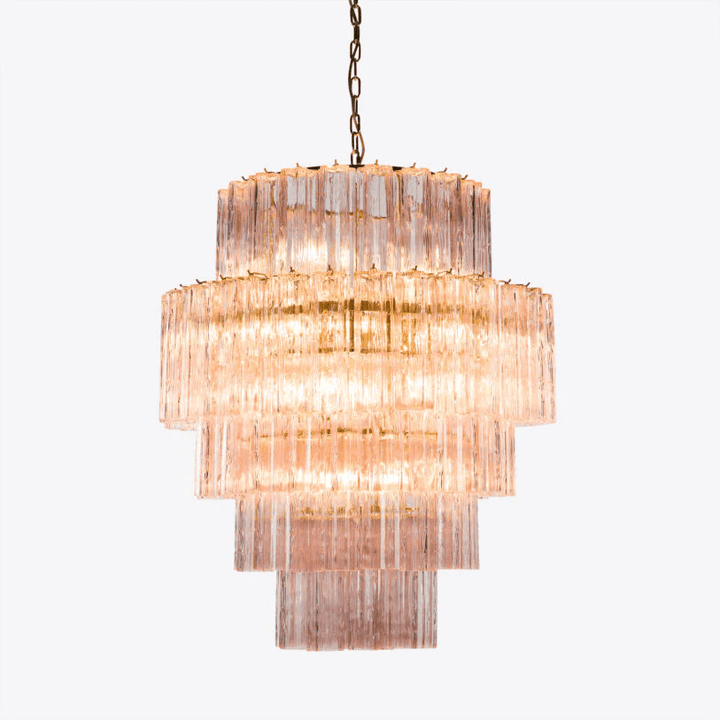 Eiraora lampadario vetro a Prisma Rosa Livelli elegante