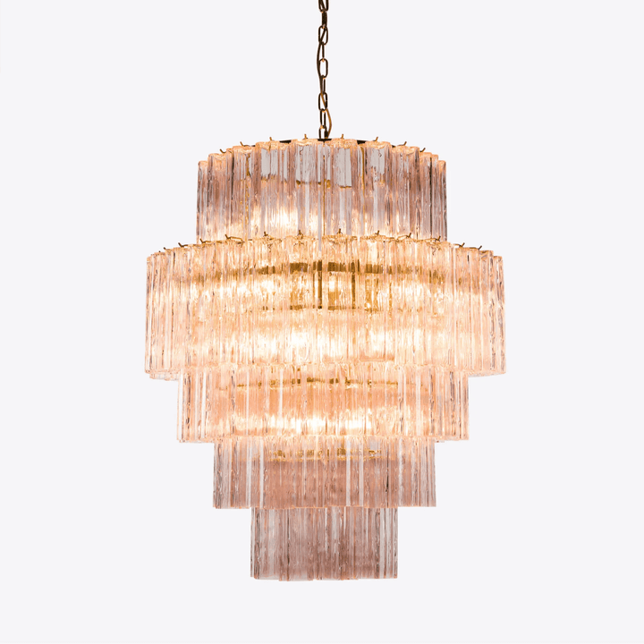 Eiraora lampadario vetro a Prisma Rosa Livelli elegante