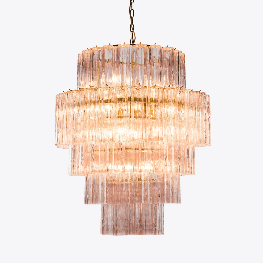 Eiraora lampadario vetro a Prisma Rosa Livelli elegante