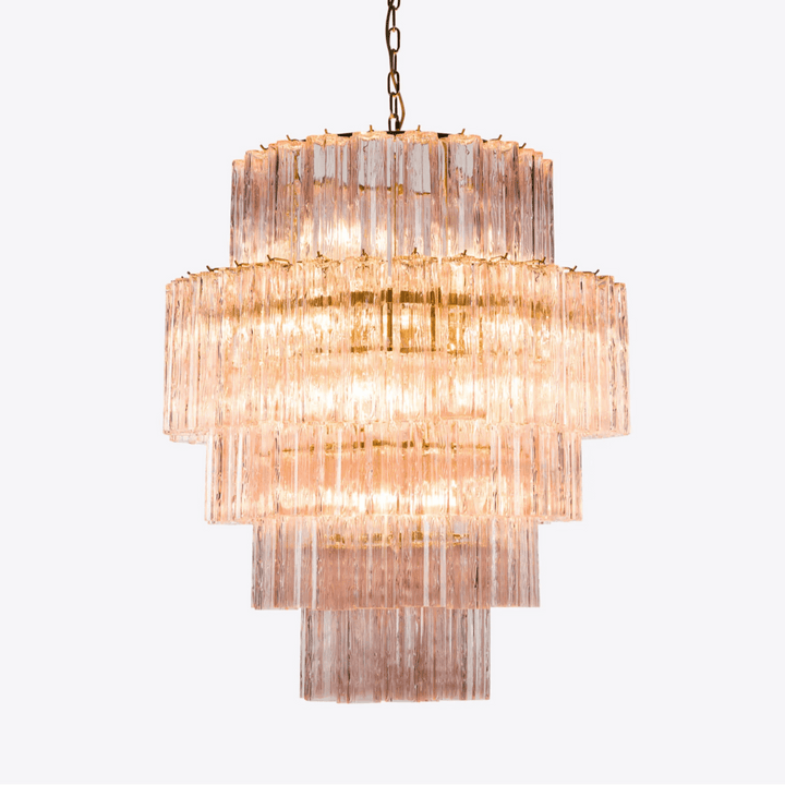 Eiraora lampadario vetro a Prisma Rosa Livelli elegante