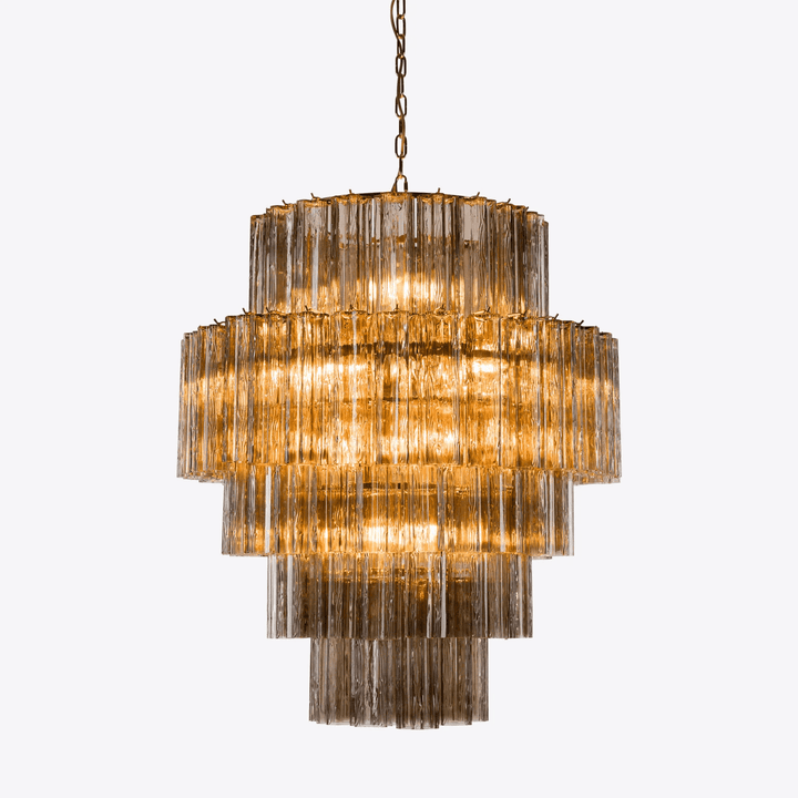 Eiraora lampadario vetro a Prisma Rosa Livelli elegante