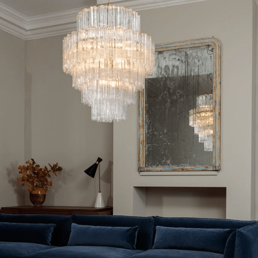 Eiraora lampadario vetro a Prisma Rosa Livelli elegante