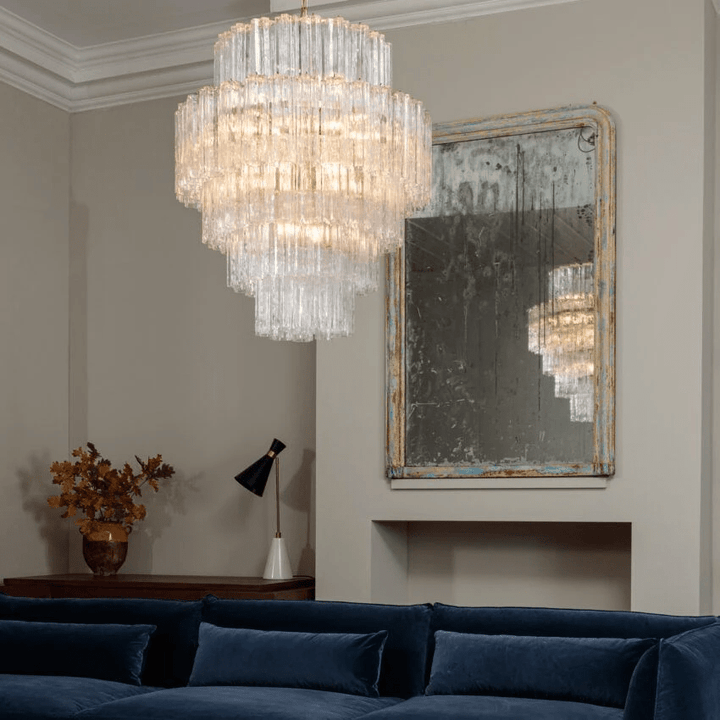 Eiraora lampadario vetro a Prisma Rosa Livelli elegante