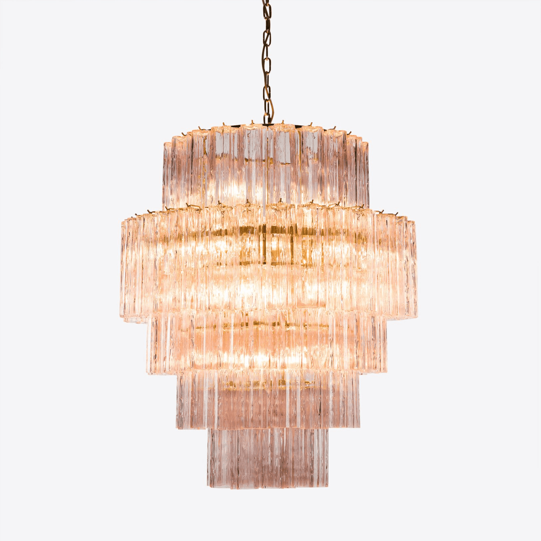 Eiraora lampadario vetro a Prisma Rosa Livelli elegante
