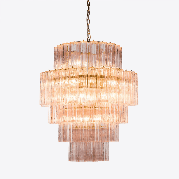 Eiraora lampadario vetro a Prisma Rosa Livelli elegante