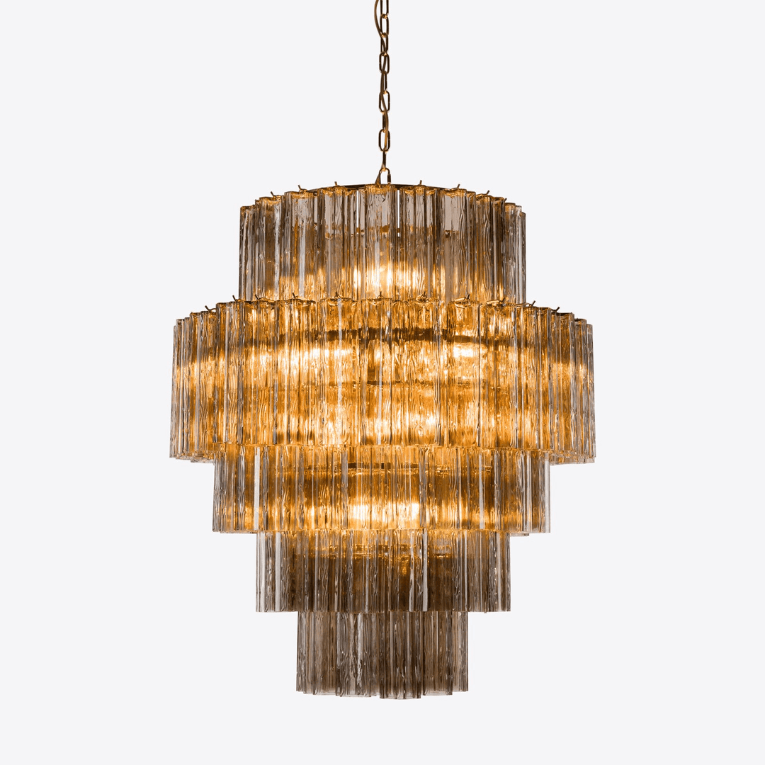 Eiraora lampadario vetro a Prisma Rosa Livelli elegante