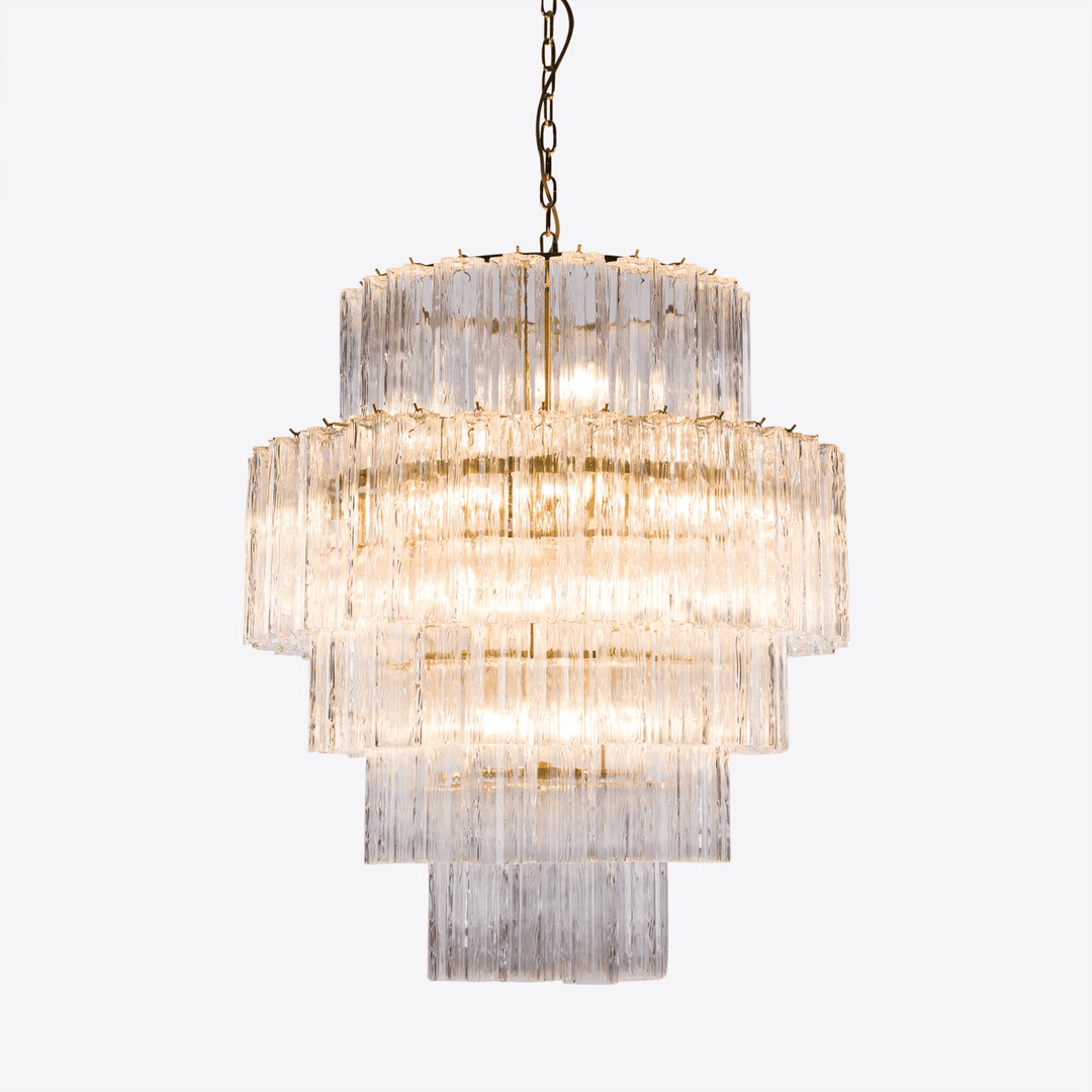 Eiraora lampadario vetro a Prisma Rosa Livelli elegante