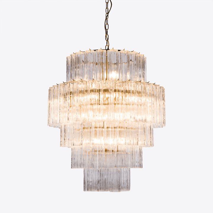 Eiraora lampadario vetro a Prisma Rosa Livelli elegante