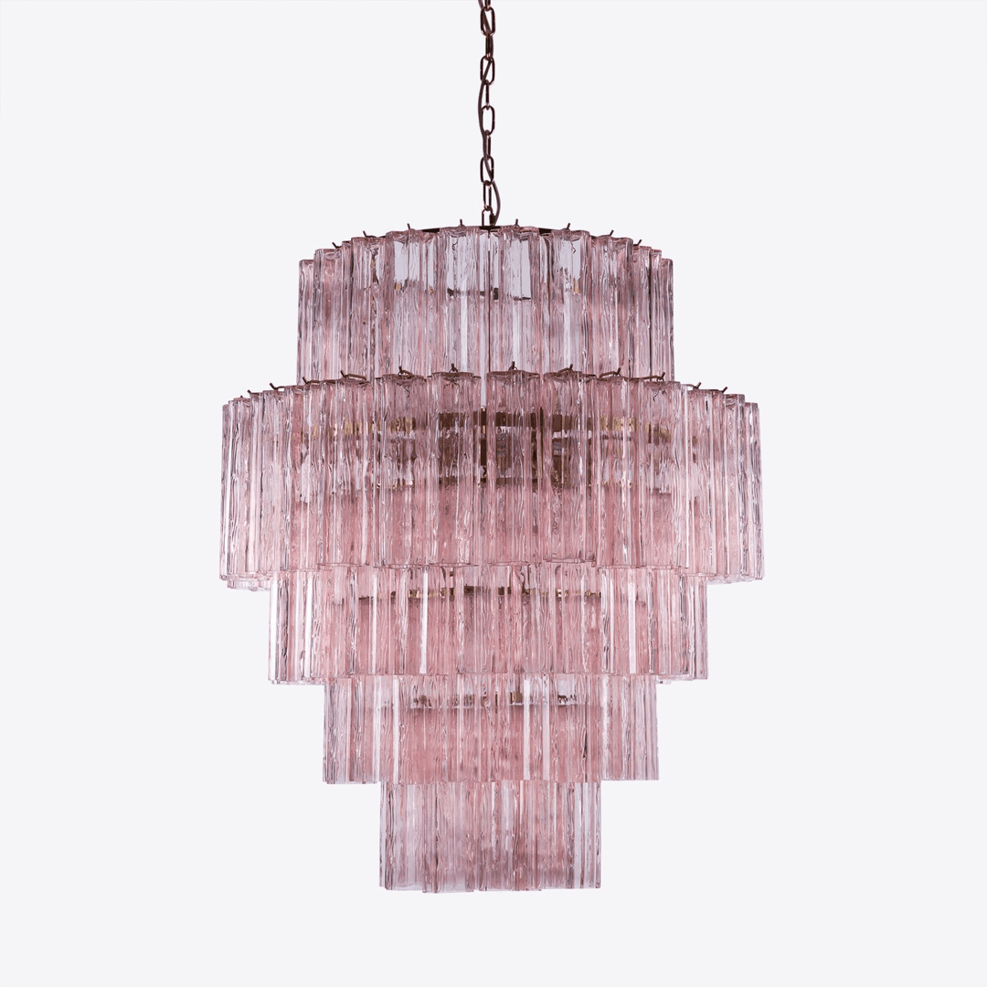 Eiraora lampadario vetro a Prisma Rosa Livelli elegante