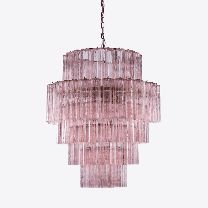 Eiraora lampadario vetro a Prisma Rosa Livelli elegante