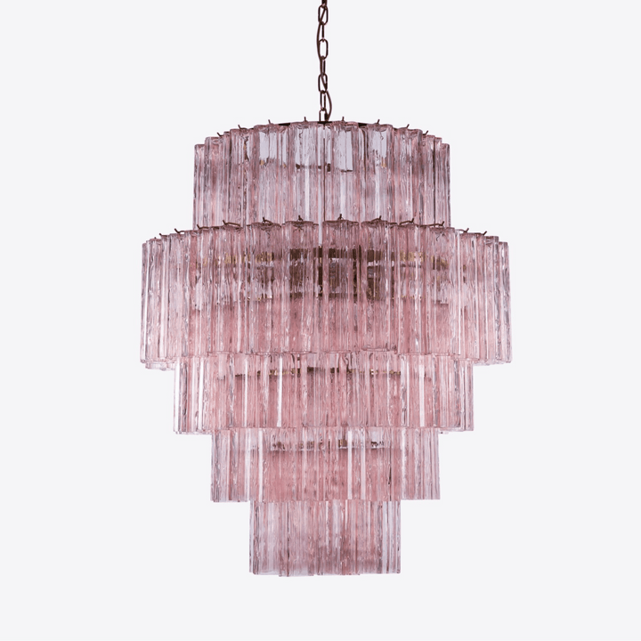Eiraora lampadario vetro a Prisma Rosa Livelli elegante