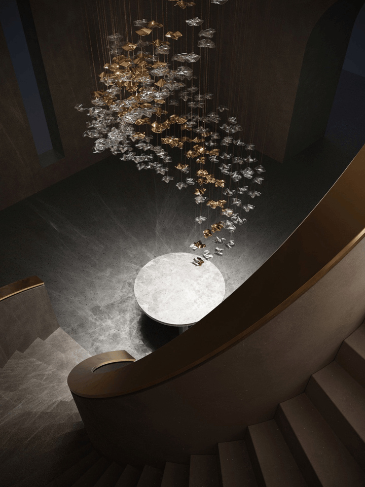 Lisk lampadario lineare in ottone lusso
