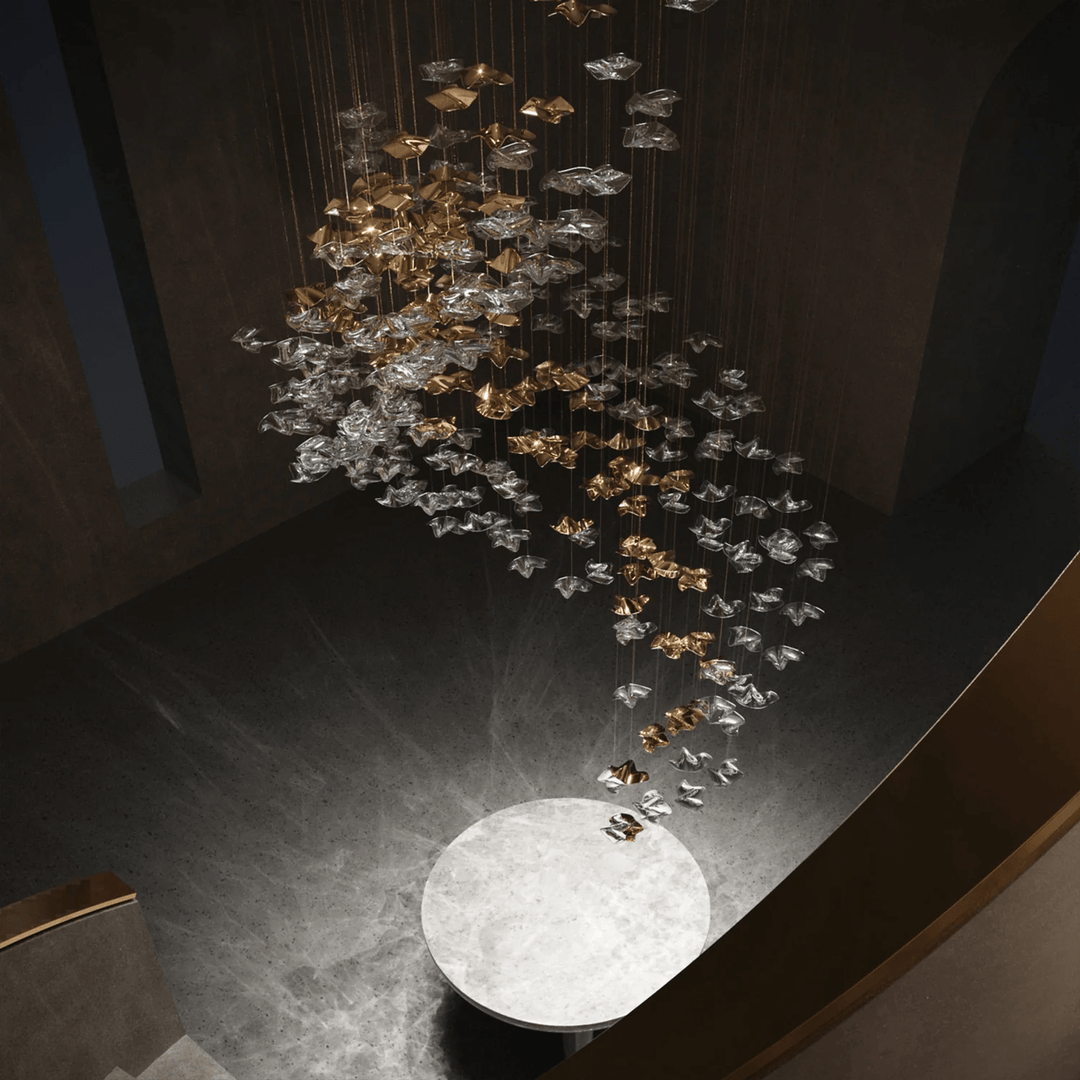 Lisk lampadario lineare in ottone lusso