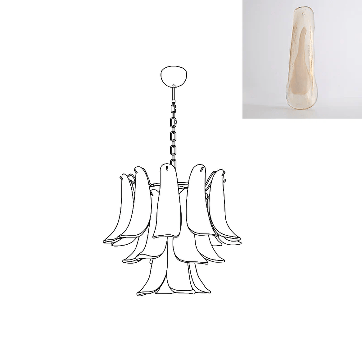 Celiian lampadario petali in vetro di Murano vintage