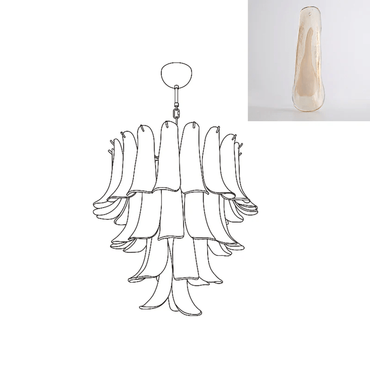 Celiian lampadario petali in vetro di Murano vintage