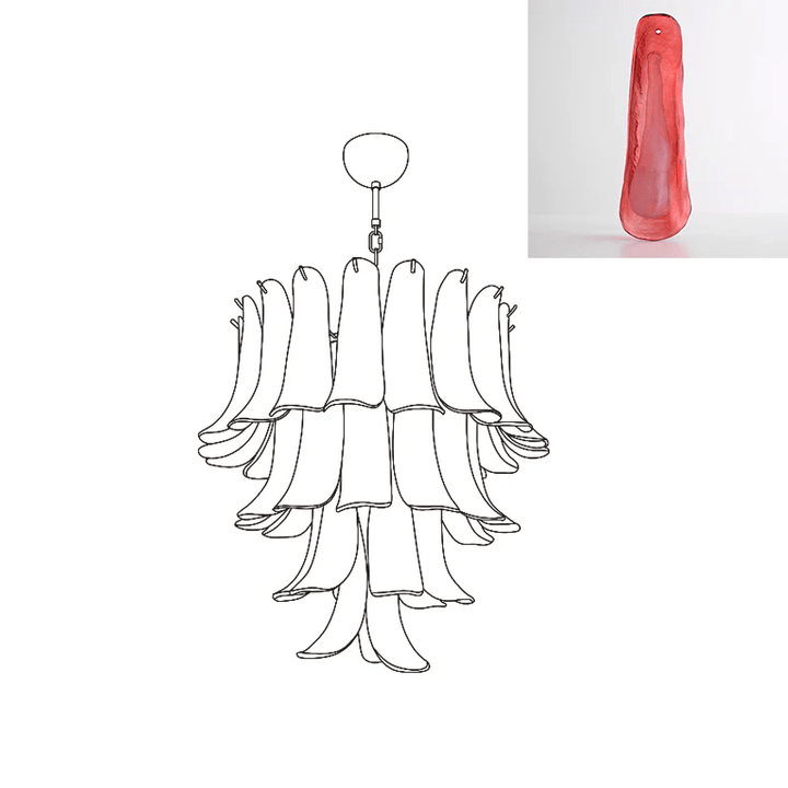 Celiian lampadario petali in vetro di Murano vintage