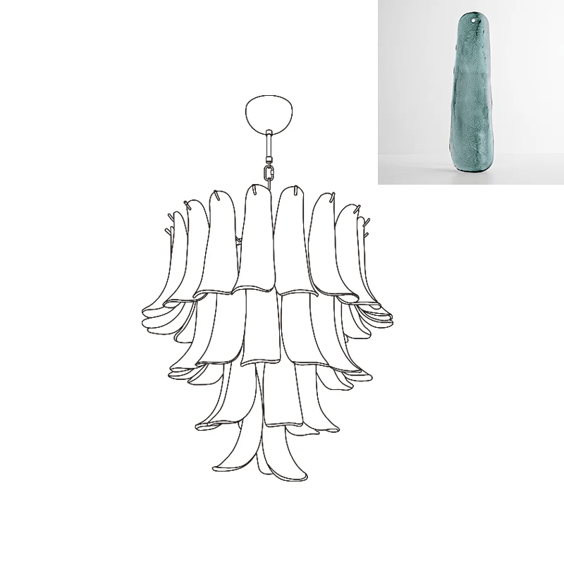 Celiian lampadario petali in vetro di Murano vintage